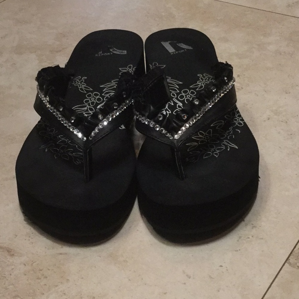 CRYSTAL WEDGE FLIP FLOPS